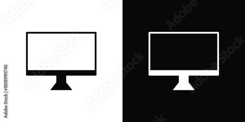 LCD icon in glyph shilhouette black and white colors