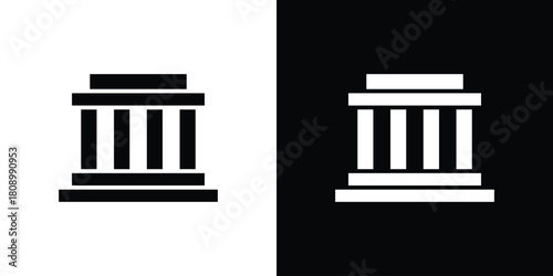 Lincoln memorial icon in glyph shilhouette black and white colors