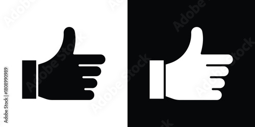 Like button icon in glyph shilhouette black and white colors