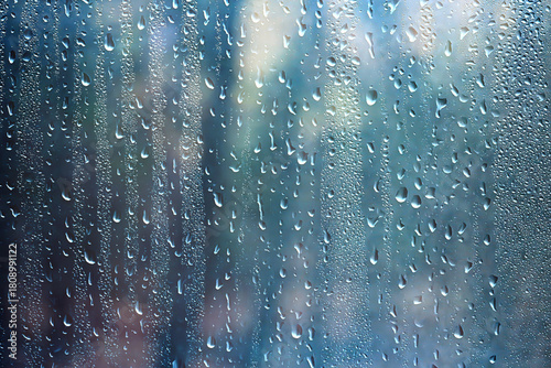 Wallpaper Mural Wet weather, drops of autumn rain on the glass, autumn landscape outside the window, weather change Torontodigital.ca