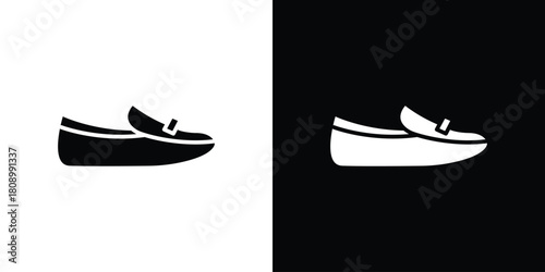 Loafer shoes icon in glyph shilhouette black and white colors