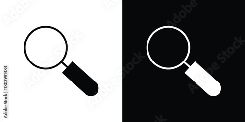 Loupe icon in glyph shilhouette black and white colors