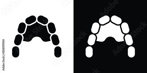 Maxilla icon in glyph shilhouette black and white colors