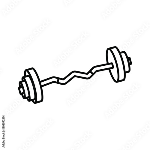Barbell with weights isolated on for strength training