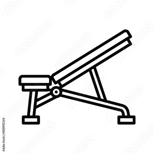Adjustable weight bench outline isolated on for gym use