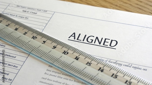 Ruler Measuring Document and Aligned Word on Paper
