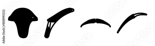 Abstract black silhouettes: diverse shapes on white background