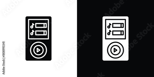 Mp3 Player icon in glyph shilhouette black and white colors