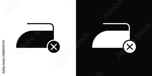 No ironing icon in glyph shilhouette black and white colors