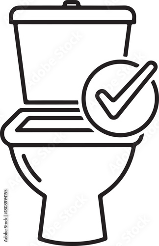 Clean toilet icon with checkmark symbolizing hygiene and proper sanitation