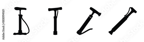 Air pump silhouettes: floor, hand, and portable inflators.
