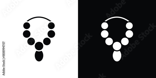 Pearl necklace icon in glyph shilhouette black and white colors
