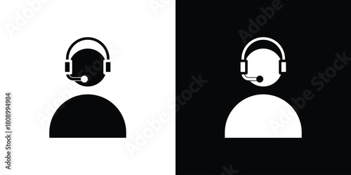 Personal assistant icon in glyph shilhouette black and white colors