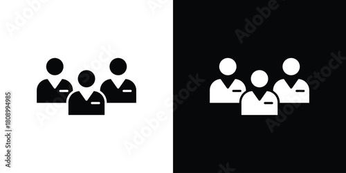 people icon in glyph shilhouette black and white colors