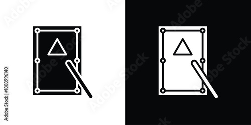 Pool table icon in glyph shilhouette black and white colors