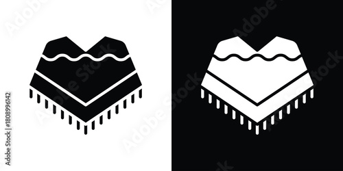 Poncho icon in glyph shilhouette black and white colors