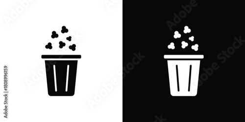 Popcorn icon in glyph shilhouette black and white colors