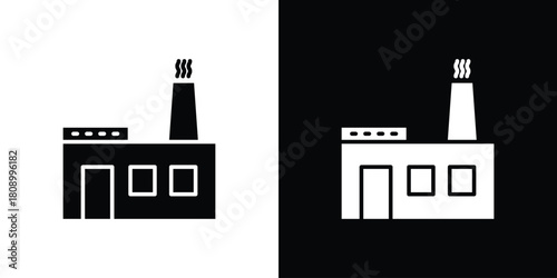 Power plant icon in glyph shilhouette black and white colors