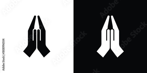 Pray icon in glyph shilhouette black and white colors