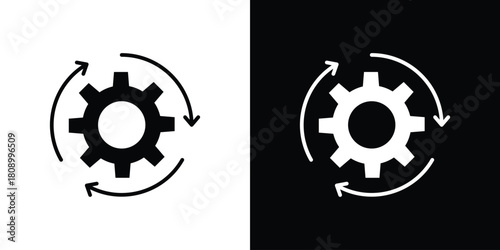 Processing icon in glyph shilhouette black and white colors