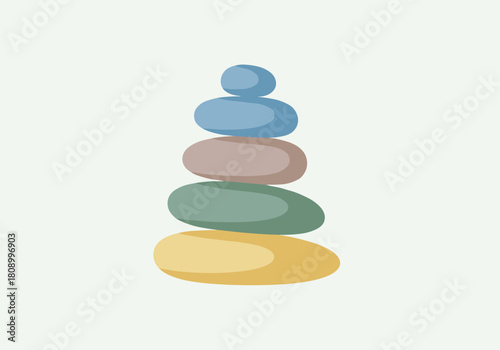 Minimalist stacked colorful stones for zen and balance themes