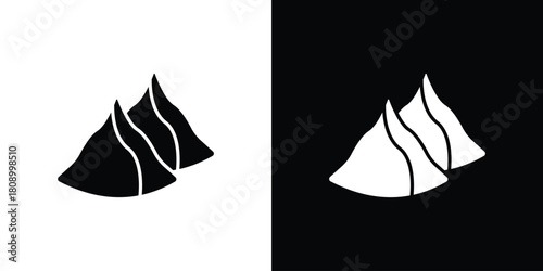 Samosa icon in glyph shilhouette black and white colors