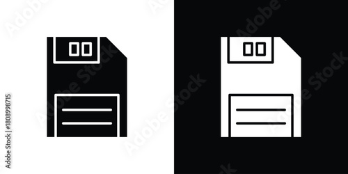 Save file icon in glyph shilhouette black and white colors