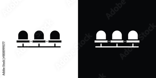Seats icon in glyph shilhouette black and white colors