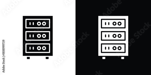 Server rack icon in glyph shilhouette black and white colors