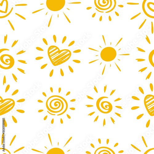 Hand-Drawn Yellow Sun Pattern Illustration