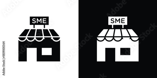 SME icon in glyph shilhouette black and white colors