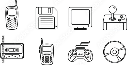 Vector art of retro technology icons