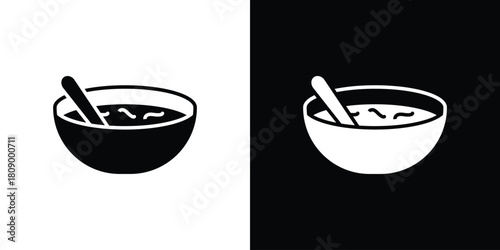 Sour soup icon in glyph shilhouette black and white colors