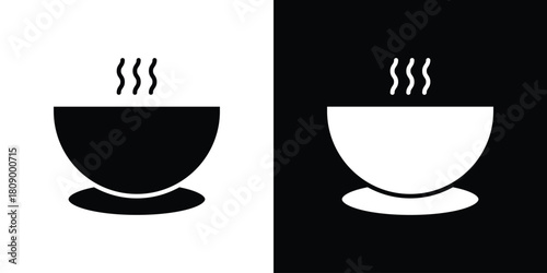 Soup bowl icon in glyph shilhouette black and white colors
