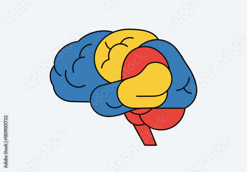 Colorful abstract brain illustration with bold line art style