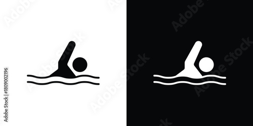 Swim icon in glyph shilhouette black and white colors