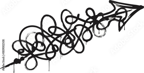 Abstract urban street art graffiti style arrow design scribble doodle element pointer
