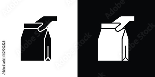 Take away icon in glyph shilhouette black and white colors