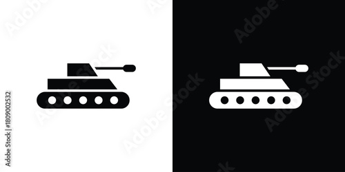 Tank icon in glyph shilhouette black and white colors