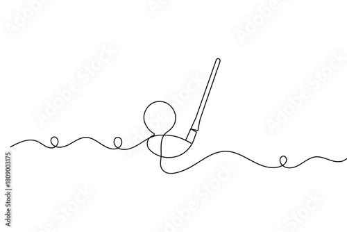 Golf club and ball minimal continuous line artwork in elegant outline vector illustration
