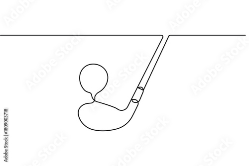 Golf club and ball minimal continuous line artwork in elegant outline vector illustration
