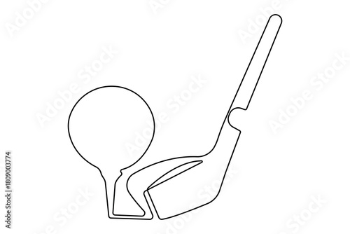 Golf club and ball minimal continuous line artwork in elegant outline vector illustration
