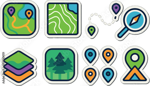 Dynamic map icons collection for navigation and travel applications