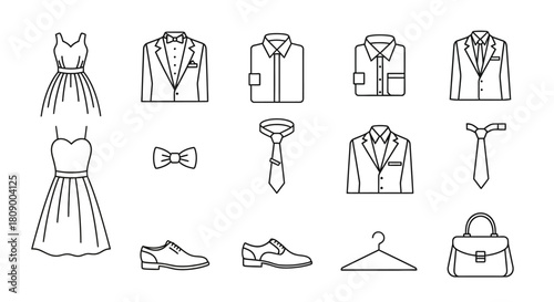 Flat design outline transportation icons set