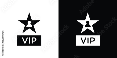 VIP person icon in glyph shilhouette black and white colors