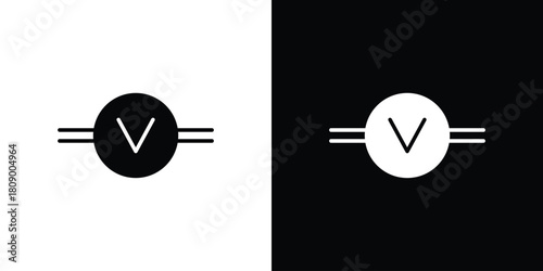 Voltmeter icon in glyph shilhouette black and white colors