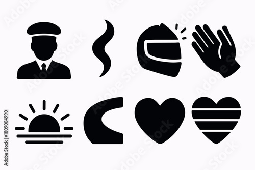 Minimalist icon set featuring travel, safety, and nature themes