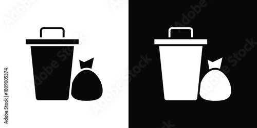 Waste icon in glyph shilhouette black and white colors