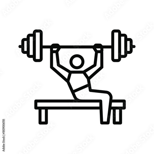 Weightlifting bench press exercise isolated on