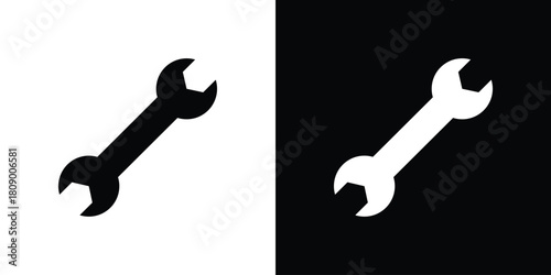 Wrench icon in glyph shilhouette black and white colors